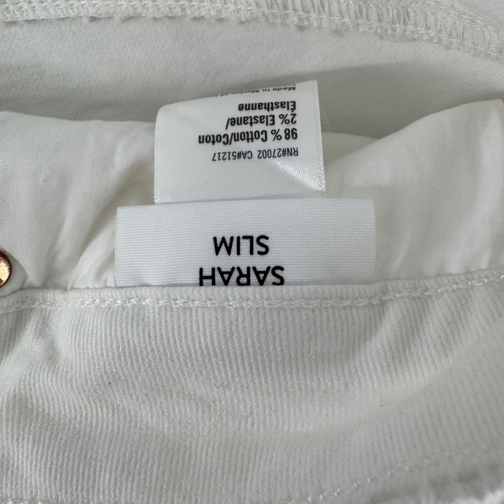 PAIGE Sarah Slim White Jeans‎ Women's Size 32 Distressed Stretch Denim - Picture 7 of 8